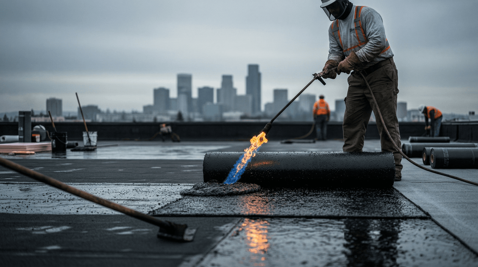 Commercial roof repair Seattle WA — flat roof membrane patching and leak repair